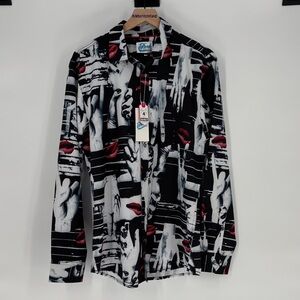 Fresh Prints of bel air Artistic Black and White Men's Shirt large button down